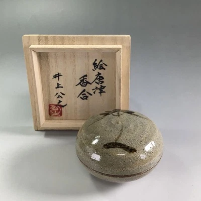 Porta incienso redondo Kagamiyama Kiln Inoue Koji Ekaratsu con caja de... - Imagen 1 de 4