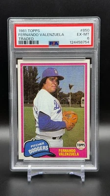 1981 Topps Trade #850 - Fernando Valenzuela RC Los Angeles Dodgers PSA 6 - Imagem 1 de 2