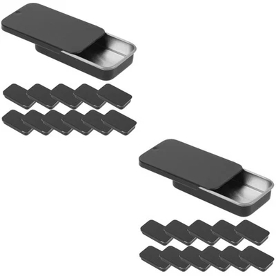 2 Count Candy Jars with Lids Decorative Storage Boxes Small Slide Top Tin - Image 1 of 4