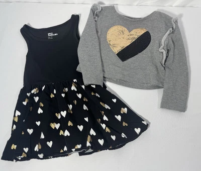 Conjunto de Vestido Epic Threads Corazón Vestido Sin Mangas Manga Larga Volantes Top Niñas 3T Foto 1 de 4