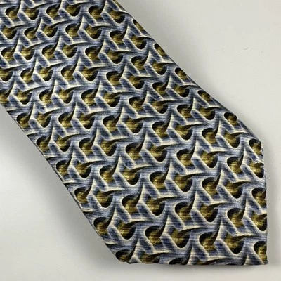 Corbata de corbata para hombre Jhane Barnes azul abstracta 100% seda hecha a mano en Italia Foto 1 de 4