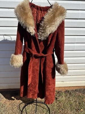 Vintage Faux Suede Penny Lane Jacket with Faux Fur Trim - Image 1 of 4