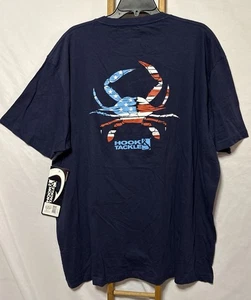 Hook & Tackle American Flag Blue Claw Crab T-Shirt 2XL - Picture 1 of 7