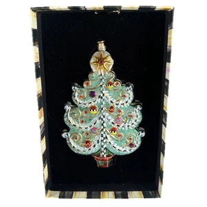 Mackenzie Childs Ornament Courtly Check Christmas Tree  4”x6”x1.5” Glass EUC - Picture 1 of 14