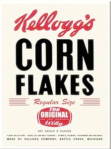 Paquete antiguo imán nevera de metal Kelloggs Corn Flakes (na) - Imagen 1 de 1