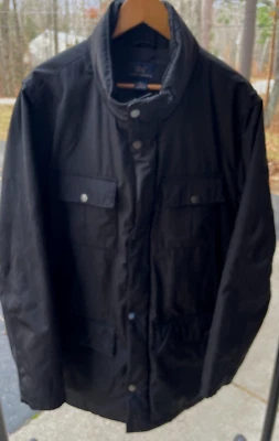 Brooks Brothers Men's XL Black Mid Length Insulated Hood Coat Jacket Barely Worn - Image 1 of 4