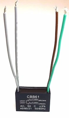 PARTS4PROS 5uf+5uf 5uF/5uF 250 VAC 4 WIRE CEILING FAN CAPACITOR CBB61 47x22x34mm