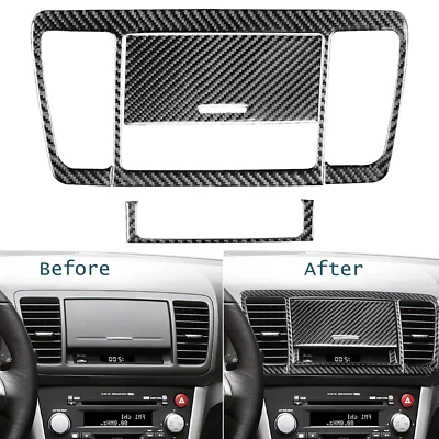 Real Carbon Fiber Console Navigation Dashboard Panle Trim For Subaru 2005-2009 - Image 1 of 4