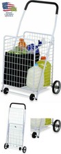 Foldable Shopping Cart Jumbo Large Basket 4-Wheel Rolling Utility Trolley Handle