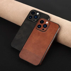 Shockproof Luxury Leather Case For iPhone 14 13 12 11 Pro Max Xs XR 7 8 SE Cover - Picture 1 of 16