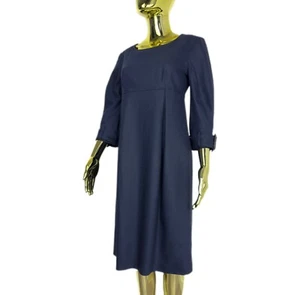 Burberry London Wool Dress Navy 3/4 Sleeve Womens M - Picture 1 of 16