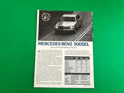 1985 MERCEDES BENZ 500SEL 500 SEL ORIGINAL PRINT AD 3 PAGE ROAD TEST PRINTED - Image 1 of 2