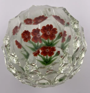 Orient & Flume Greg Held 1985 Highly Faceted Orange Flower Paperweight Signed - Picture 1 of 11