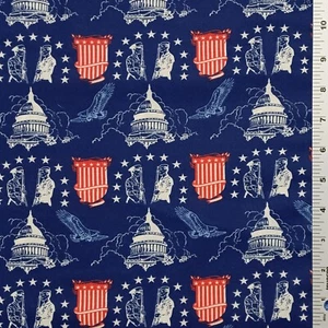 Liberty Patriotic Cotton Fabric USA American Capitol Eagle Red White Blue - Picture 1 of 1