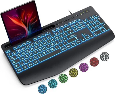 Tastatur Gaming mit Telefonhalter Computer PC Kabelgebunden Ergonomisch B513 - Bild 1 von 4