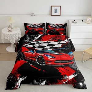 Car Bedding Set for Boys Cool Racing Sports Car Comforter Cover for Kids Childre - Picture 1 of 5