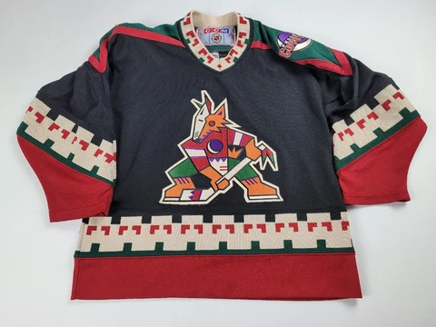 PHOENIX COYOTES Vintage 90s Throwback Kachina Youth Boys NHL Jersey L/XL CCM Cover