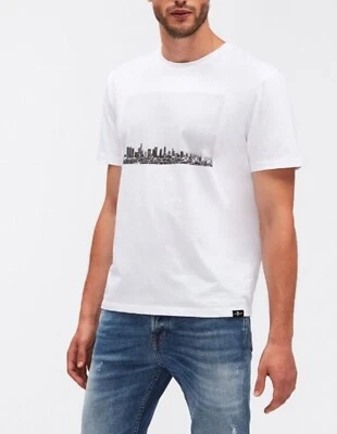 Camiseta para hombre 7 For All Mankind blanca con gráfico de algodón Downtown LA talla grande Foto 1 de 4