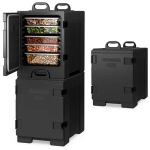 3 Pack End-Loading Insulated Food Pan Carrier Hot & Cold 5 Pan Capacity w/Handle - Picture 1 of 8