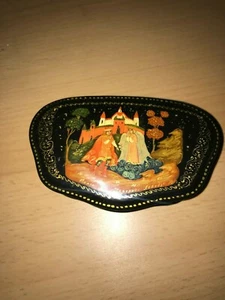 Russischer Lack handbemalte Box Palek Carevno Swan-73s - Bild 1 von 5