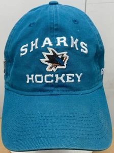 Vintage San Jose “Sharks Hockey” Reebok Adjustable Strapback Cap Canvas Hat Teal - Picture 1 of 6