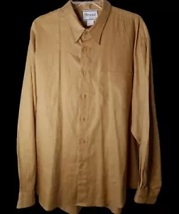 BRUNO SHIRT 100% LINEN XL LONG SLEEVE MEN'S COPPER POCKET BUTTON DOWN ITALY - Picture 1 of 5