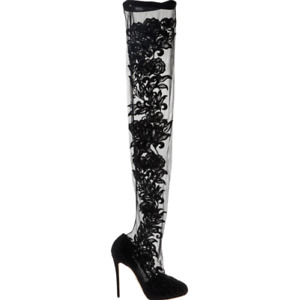 DOLCE & GABBANA Floral Embroidered Over The Knee Socks Boots -UK 7 - £1300