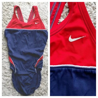 Traje de baño vintage Nike rojo, blanco y azul de una pieza talla 6 Foto 1 de 4