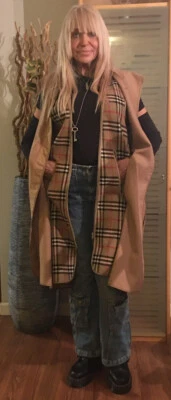 Forro/vestido de trench coat Burberry vintage forrado duplo com xadrez e sólido tamanho 8 - Imagem 1 de 4