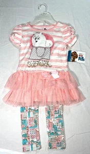 NWT THE SECRET LIFE OF PETS Girls Size 6 Gidget Pink & White Shirt with Leggings - Picture 1 of 5