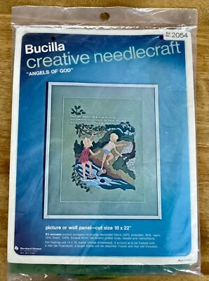 Kit Crewel Creativo Aguja Bucilla Años 70 De Colección, "Ángeles de Dios", 2054, Nuevo en Paquete Foto 1 de 4