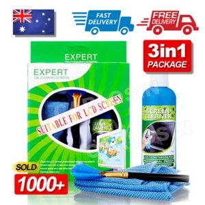 3in1 Laptop Cleaning Kit Monitor TV PC LED LCD Screen Cleaner Plasma Cloth Brush - Picture 1 of 8