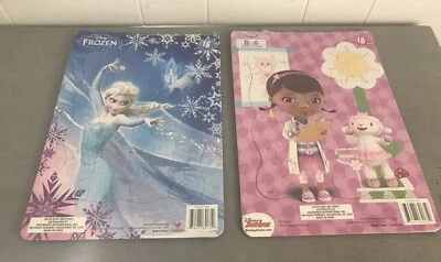 Disney 16 Piece NEW Lot of 2 Puzzles Frozen & Doc McStuffins Preschool Learning Foto 1 de 4