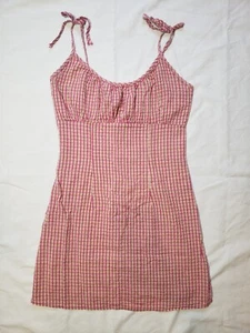 Junior's Pink Gingham Seersucker Sleeveless SUNDRESS by Poetry Sz. M - Picture 1 of 4