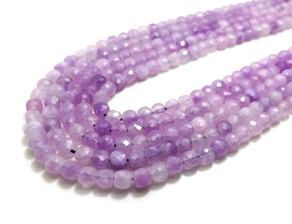 Natural Purple Amethyst Square Cube Faceted Size 6mm Gemstone Beads - PGS262 - Image 1 of 3