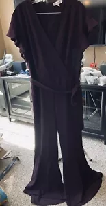 Mono Neiman Marcus Ciruela Talla 12 Acampanado Pierna Campana Parte Inferior Gorra Manga Cinturón Corbata - Imagen 1 de 12