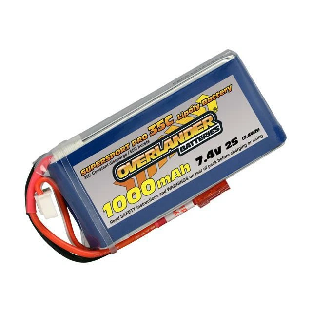 Overlander Supersport 1000mAh 2S 7.4v 30C LiPo Battery JST BEC Plug