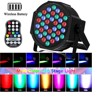 36 LED Rechargeable Wireless Par Light DMX DJ Stage Club Up-Lights with Remote - Picture 1 of 14