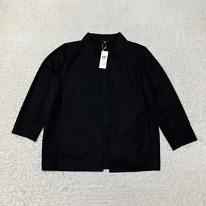 Eileen Fisher Jacket Women 2X Black High Collar Open Front Blazer Flex Ponte - Picture 1 of 14