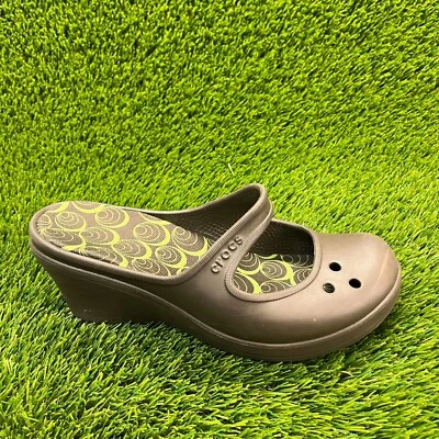 Crocs Frances Mary Jane Damen-Sandalen Größe 10 Braun Freizeit Slipper Keilabsatz Clogs - Bild 1 von 4