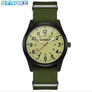 Swiss Wristwatch Men's Slim Sport Watch Military Analog Army Quartz Canvas Strap - Picture 1 of 10