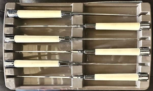 CARVEL HALL Fine Cutlery by Briddell 6 Stainless Steak Knives in Case Vintage - Picture 1 of 6