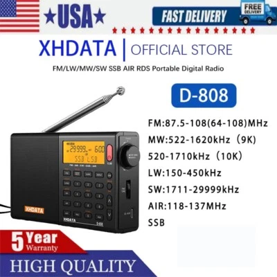 XHDATA D-808 Old Version Portable Digital Radio FM ST/SW/MW/LW/SSB /AIR RDS - Image 1 of 4
