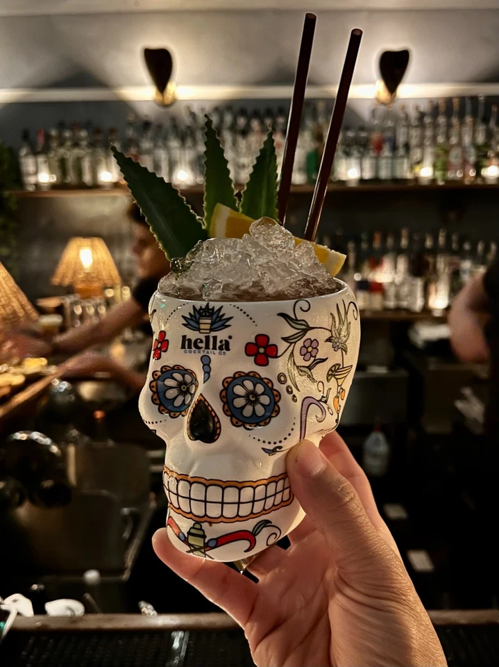 Taza de café de cerámica con calavera de caramelo Día de los Muertos - Hecha a mano 12 oz, NUEVA Foto 1 de 4