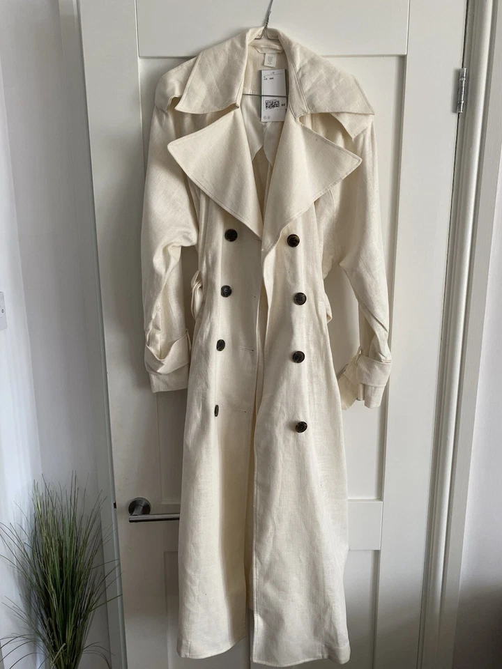 H&M Cream Linen Trench Coat  - Image 1 of 4