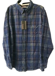 Roundtree & York Casuals Corduroy Button Down Shirt Mens Sz LG Blue Collared NWT - Picture 1 of 6