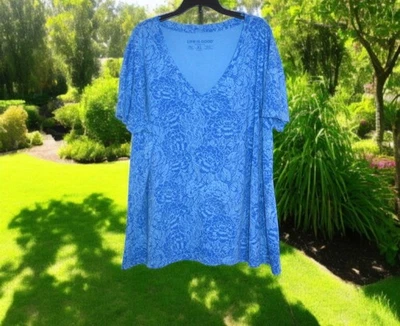 Life is Good Crusher Lite (XL) 女式蓝色花卉短袖T恤 — 第 1/3 张图片