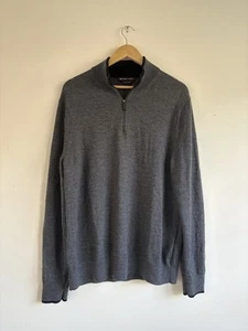 Michael Kors Mens Extra Fine Merino Wool 1/4 Zip Sweater Jumper Size XL Grey - Picture 1 of 9