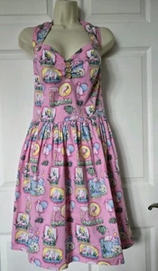 Hell Bunny Sexy Fit & Flare Pink Flamingo Resort Beach Cruise Sundress Sz 2 XL - Picture 1 of 11