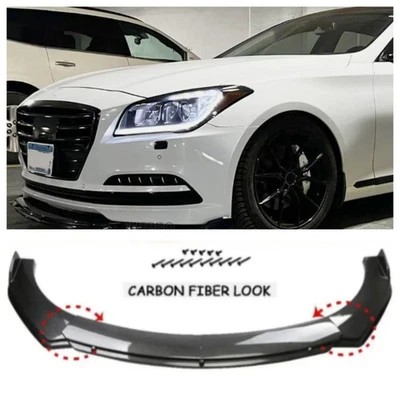 Fit Hyundai Genesis Sedan Coupe Front Bumper Lip Spoiler Splitter Carbon Style — 第 1/4 张图片